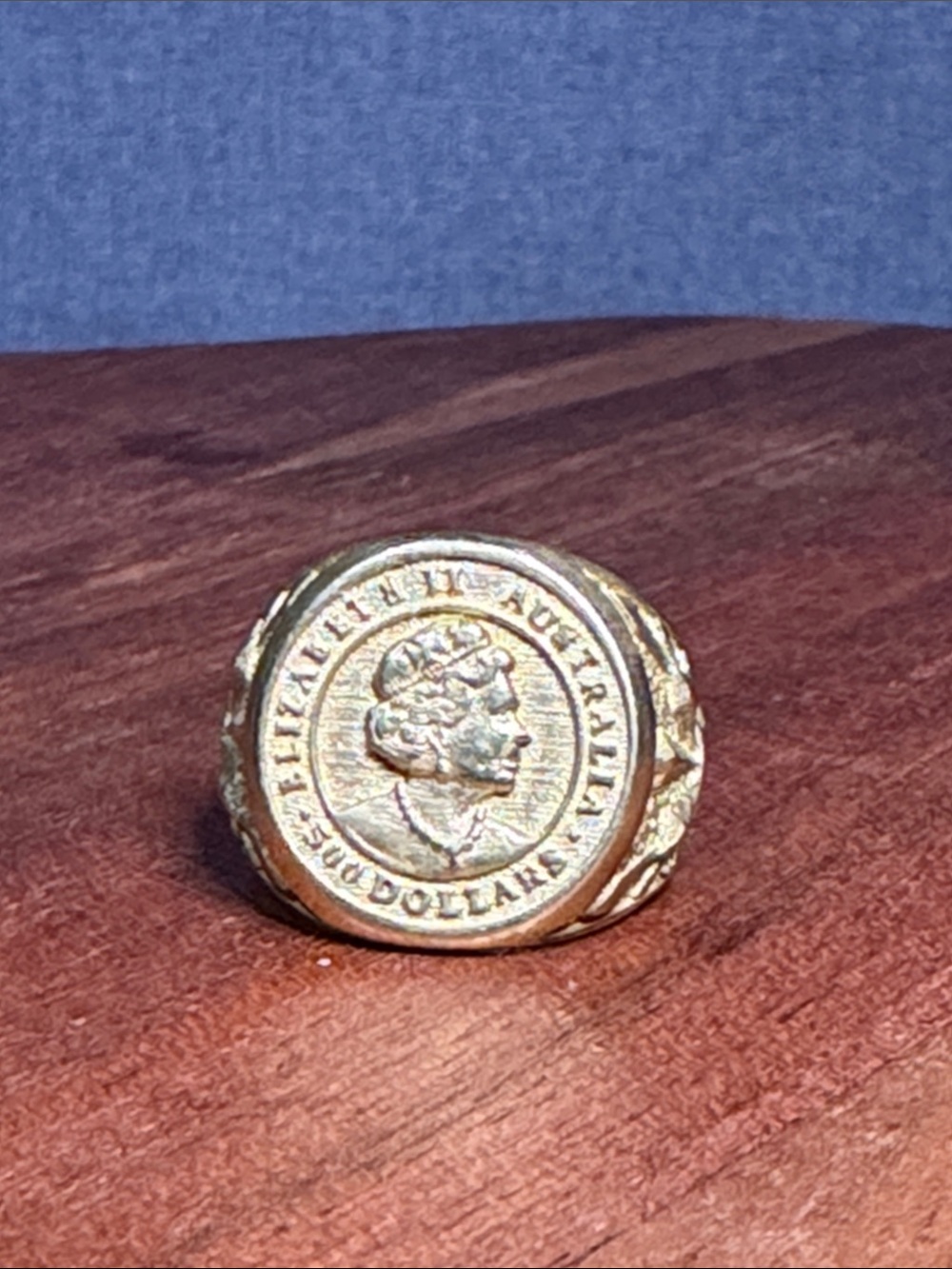 Men's Gold tone  Coin Signet Ring - Classic Profile Design